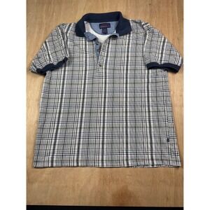DB Classic Plaid Polo Shirt Women's M Medium Short Sleeve Button Up Casual